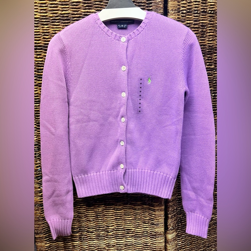 Ralph Lauren‎ Sport- Lavender Button-Up Cardigan, Youth Medium, New with tags